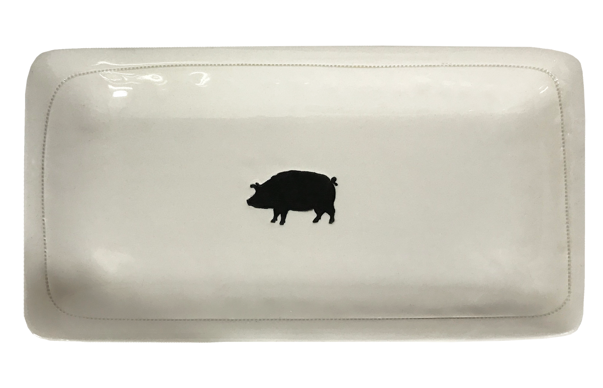 Pig.- Porcelain Platter 11.5" x 5.5"