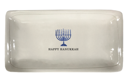 Hanukkah w/menorah.-  Porcelain Platter  11.5" x 5.5"