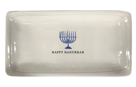 Hanukkah w/menorah.-  Porcelain Platter  11.5" x 5.5"