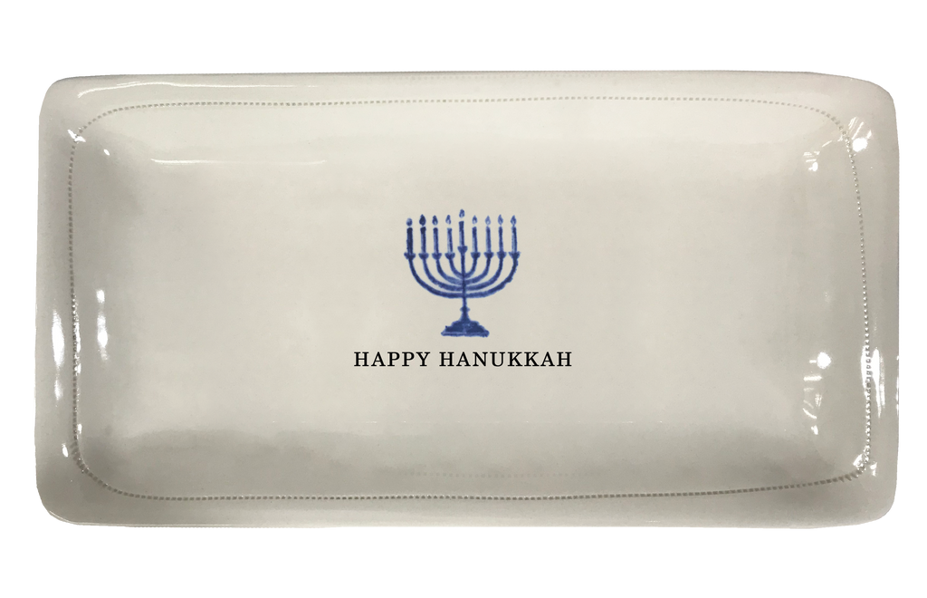Hanukkah w/menorah.-  Porcelain Platter  11.5" x 5.5"